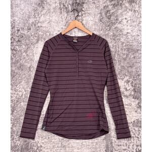 Icebreaker Top Large Womens Bodyfit+ 200 Striped Merino Wool